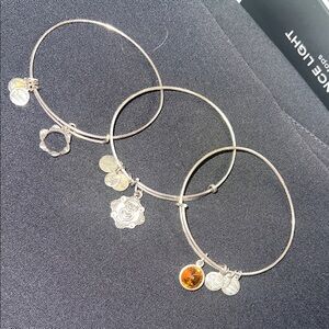 Alex and Ani Charm Bangle Bracelets with Crown, Mom, and Amber charms